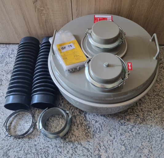 Gasfilter GF75 Krenn samt Faltenschlauchpaar, Briden und Kupplung